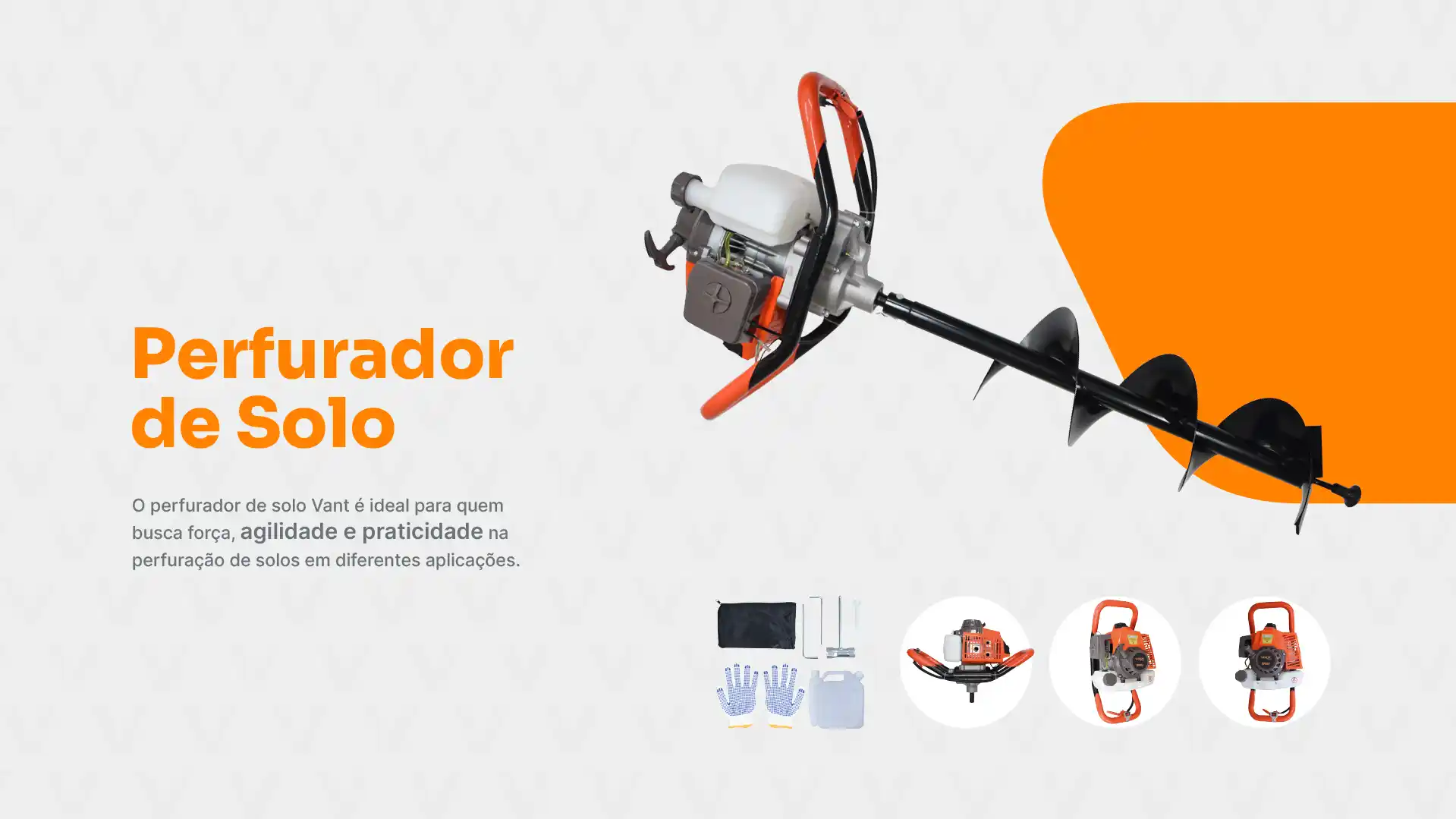 Arte apresentando o Perfurador de Solo Vant Orange Line